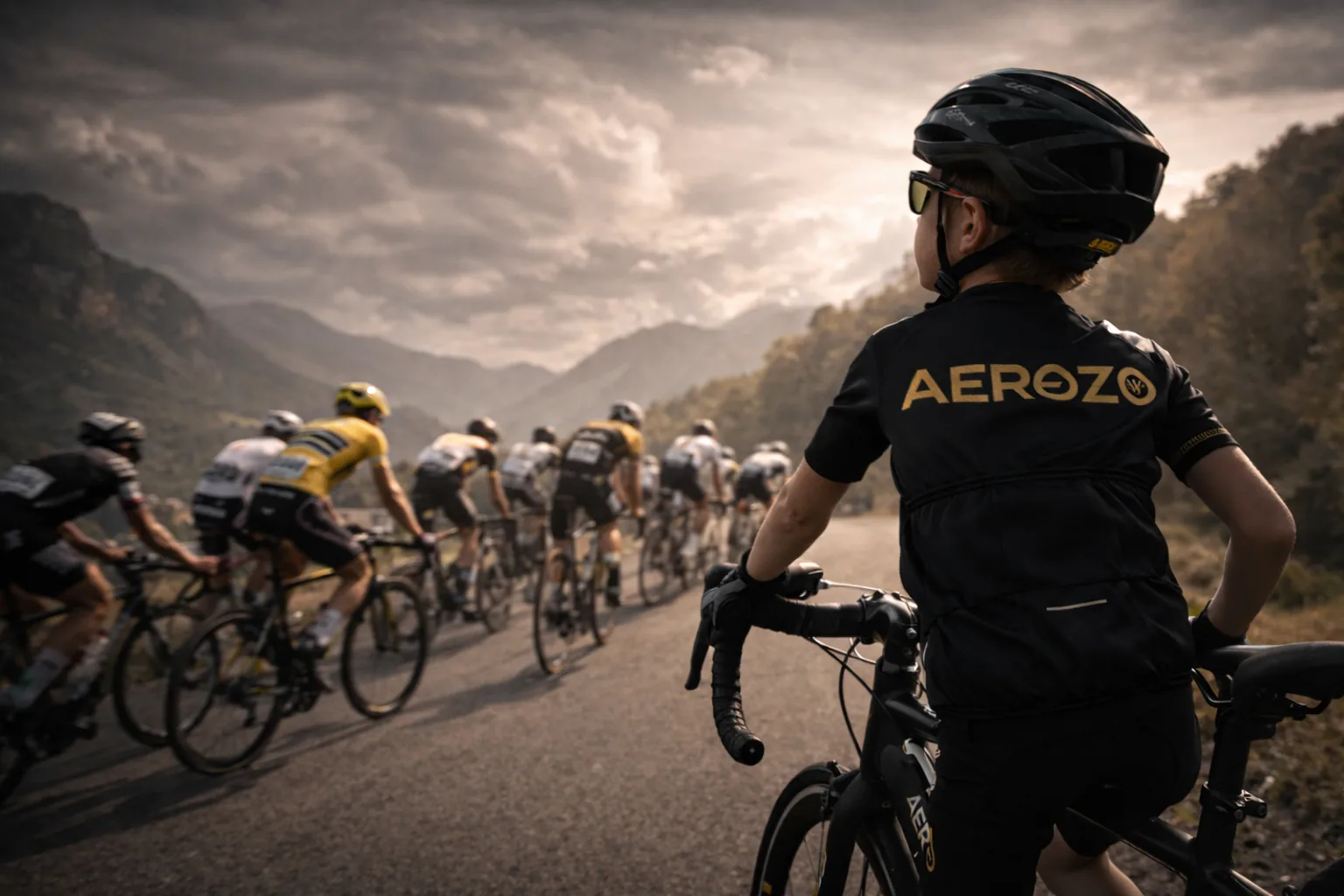 Jeune cycliste AEROZO inspiré par la route et la course